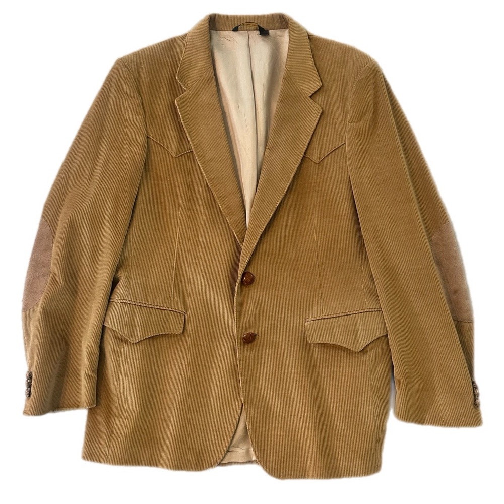 Vintage Farah Western Corduroy Sport Coat with Elbow Patches Camel Blazer, 42